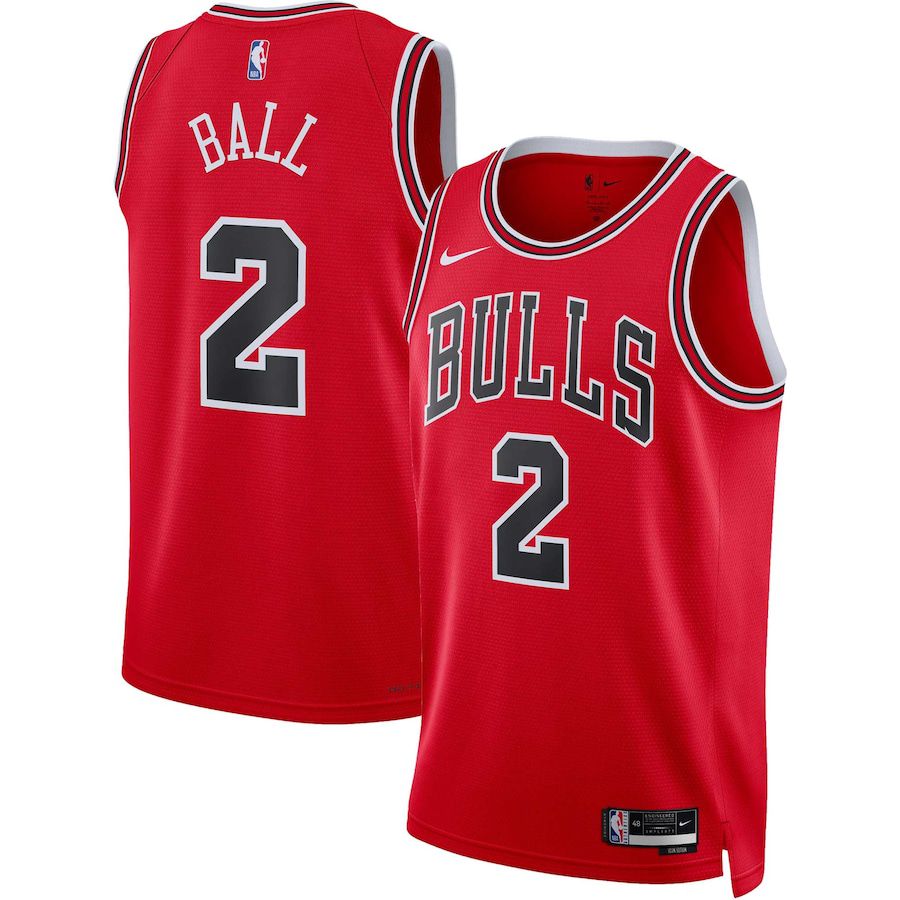 Men Chicago Bulls #2 Lonzo Ball Nike Red 2022-23 Swingman NBA Jersey